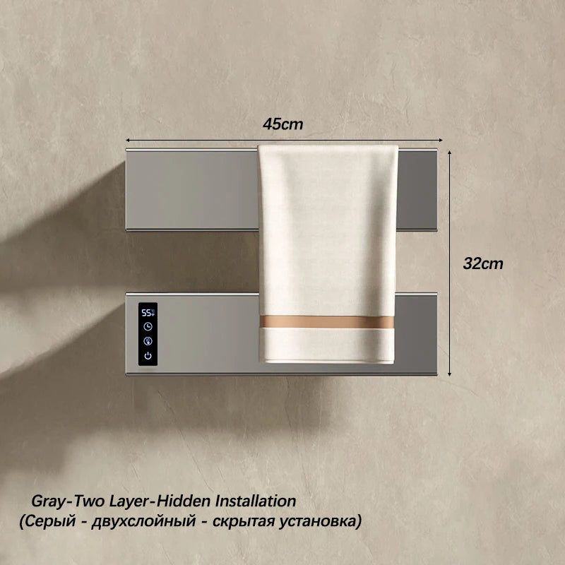 White Electric Heated Towel Rail Smart Temperature Time