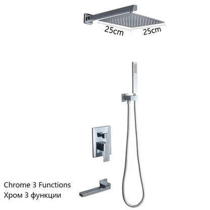 Gray Hidden Shower System Concealed Rainfall Bathroom Shower