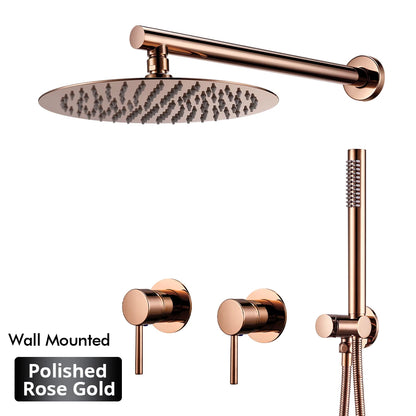 Rainfall Shower Rose Gold Wall Mounted Bathroom Shower