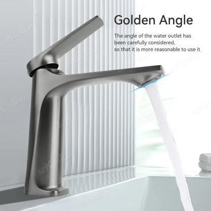 Brass Core Modern Bathroom Sink Faucet Handle Deck