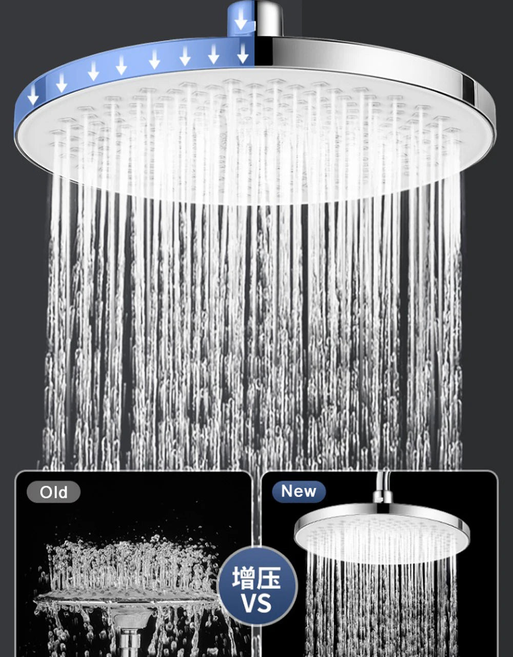 9/10 Inch 360 Swivel Rain Shower Head Internal