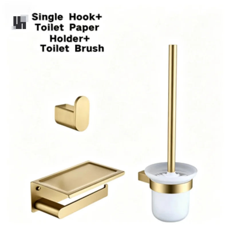 Brushed Gold Bathroom Toilet Brush Holder Toilet Paper
