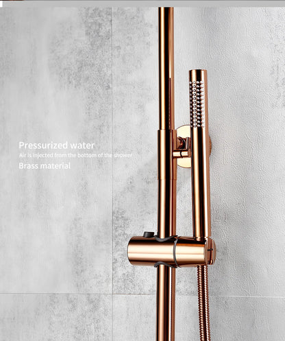 Rose Gold Thermostatic Shower Falcet Sets Wall Mount