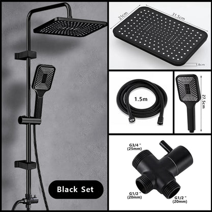 Black Silver Split Shower Column Bathroom Faucet Wall
