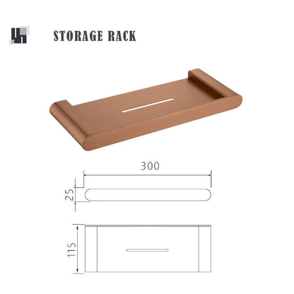 Brushed Rose Gold Wall Mount Shelf Toilet Bath