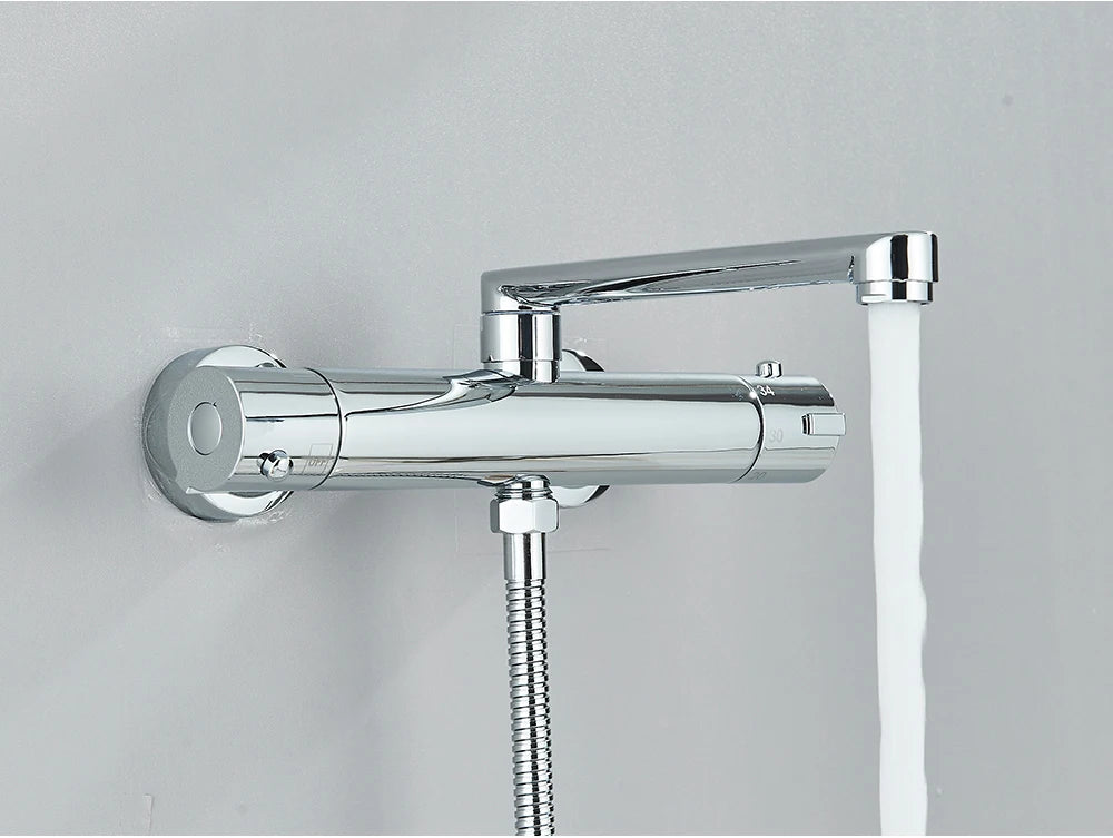 Chrome Black Bathtub Faucet Wall Mounted Thermostatic Shower