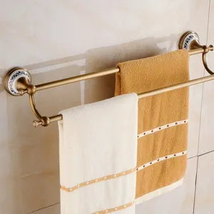 Antique Brushed Solid Brass Bathroom Sets European Porcelain