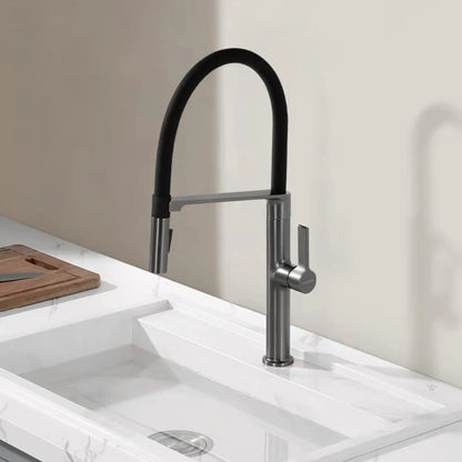 Gunmetal Rubber Faucet Mixer Rotation Pull Down Stream