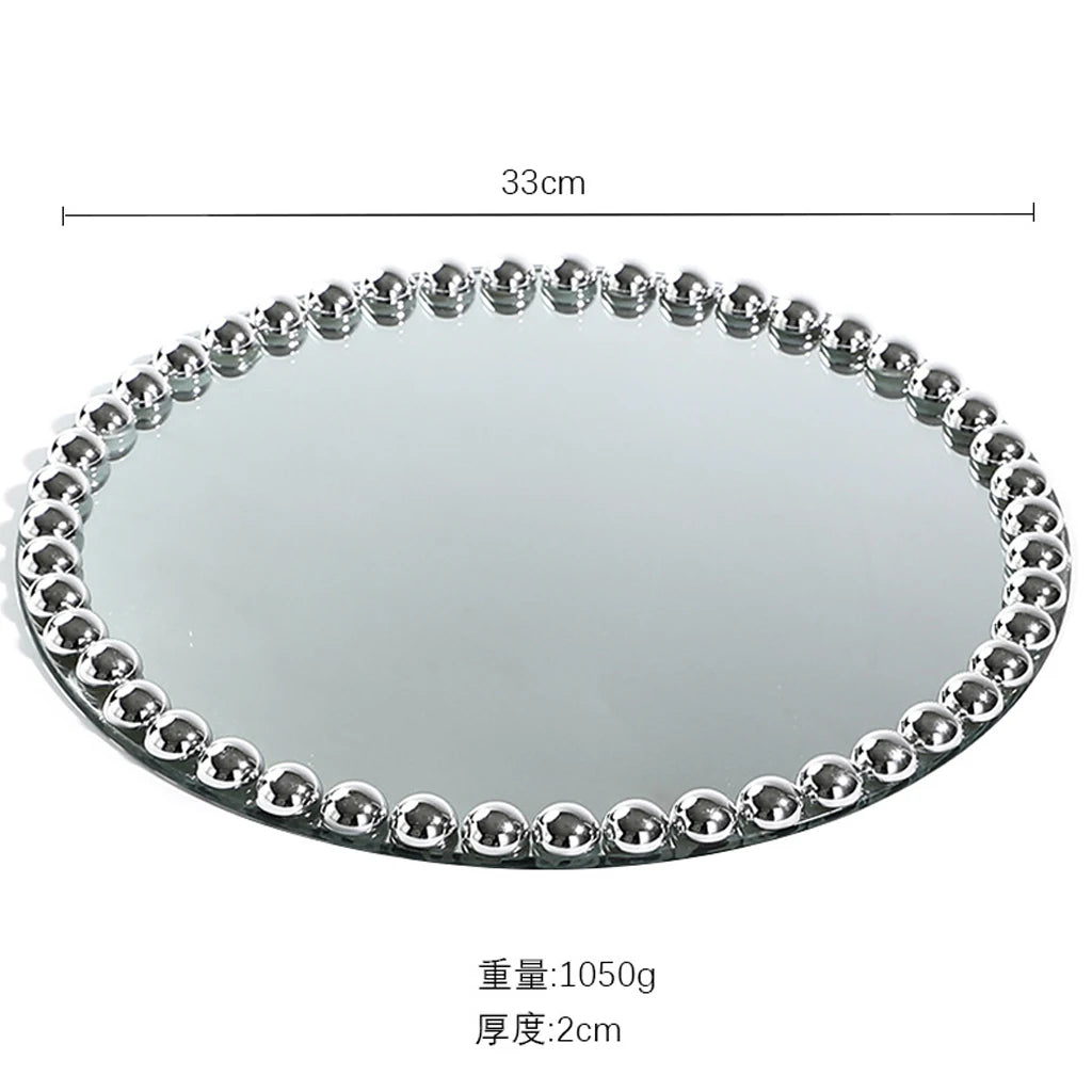 Pearl Dot Glass Mirror Storage Tray Light Luxury