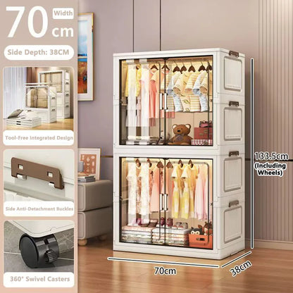 Multi-Functional Folding Storage Cabinet Doors White/Black/Gray