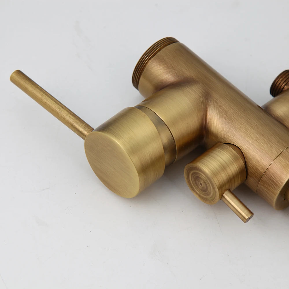 Kemaidi Antique Brass Bathtub Shower Faucet Floor Standing