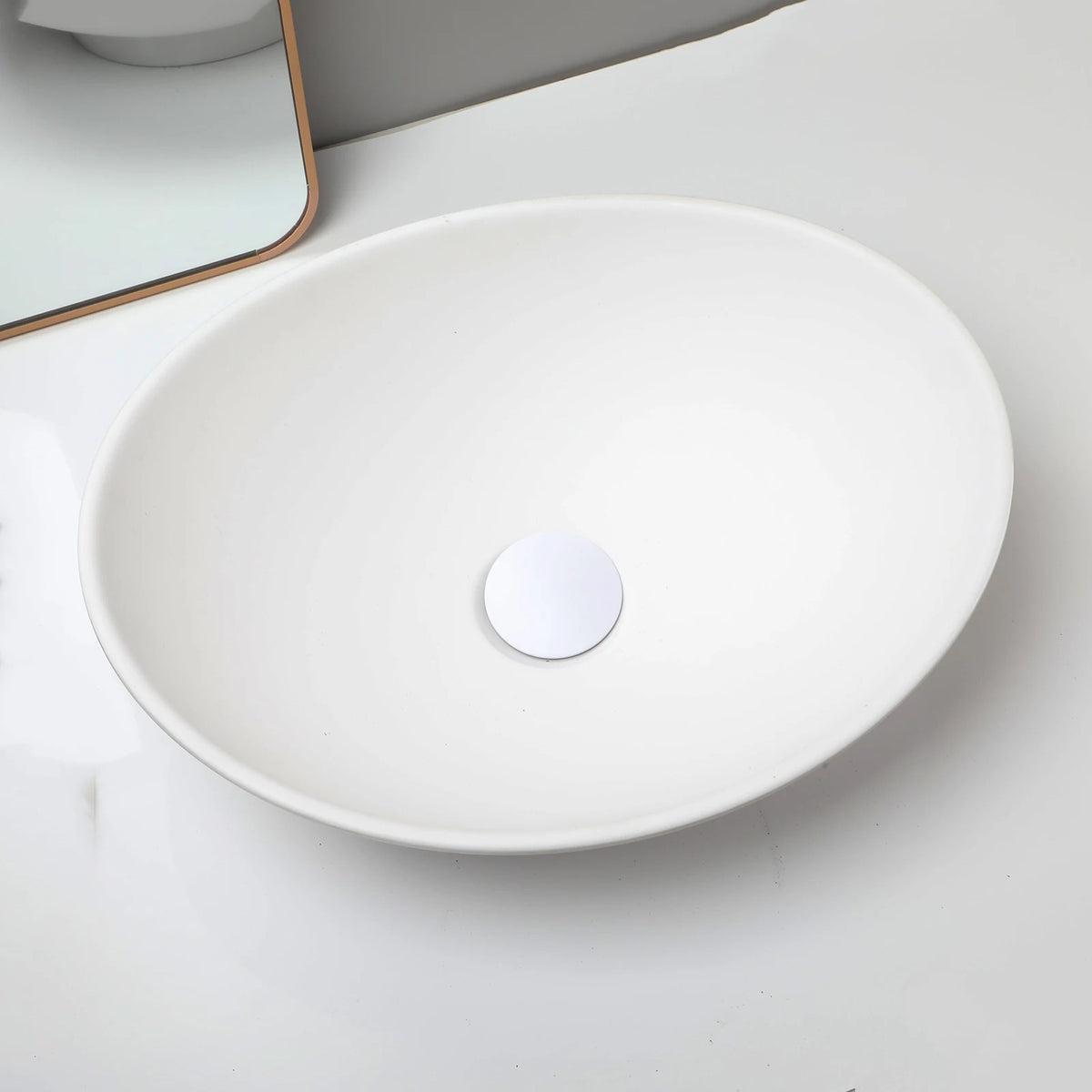 Zappo Oval Stone Resin Vessel Sink Small Black