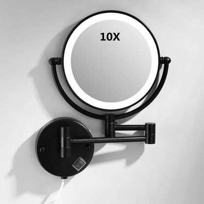 Bathroom Makeup Mirrors Black/Brushed Gold Brass Wall Extending