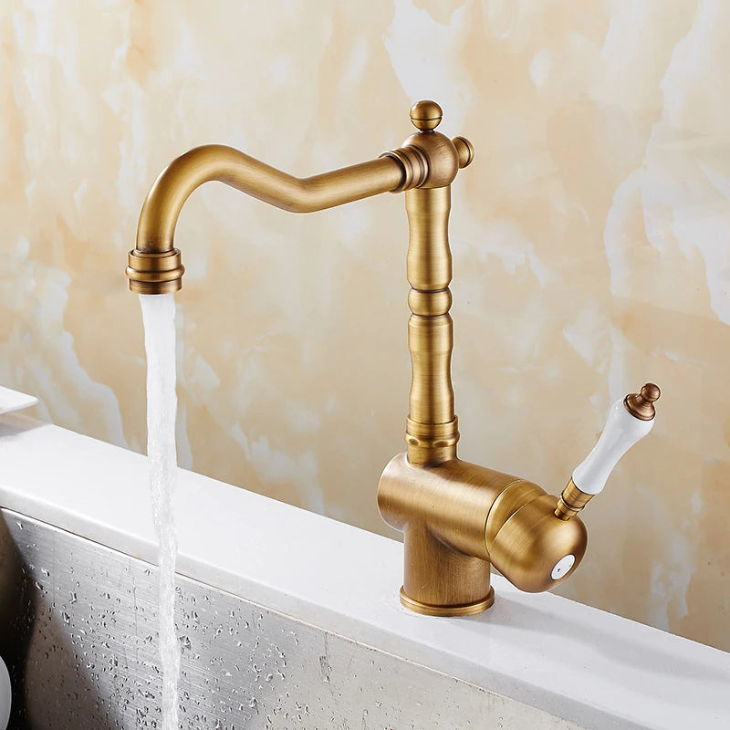 Brass Faucet Ceramic Handle Deck Mount Bathroom Basin