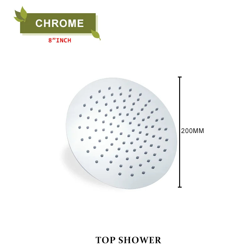 Round Stainless Steel Slim 8/10/12 Inch Large Rain