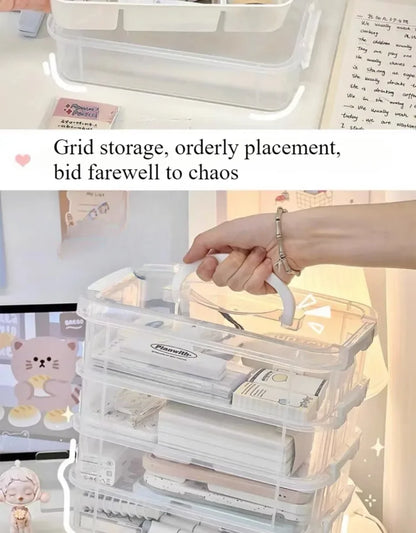 4-Layer Transparent Storage Box Stackable Sorting Box Building