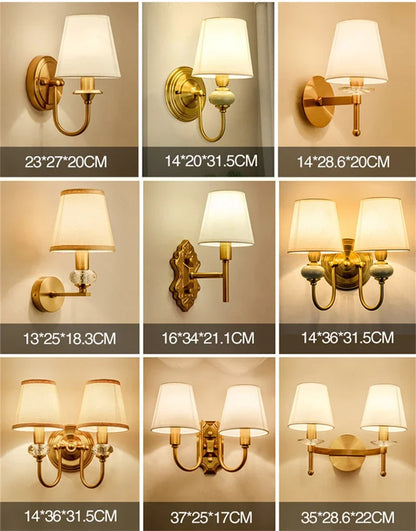 Modern Wall Sconce White Fabric Shade E27 Gold