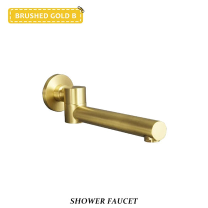 Brass Brushed Gold Mixer Faucet Wall-Mounted Round Square