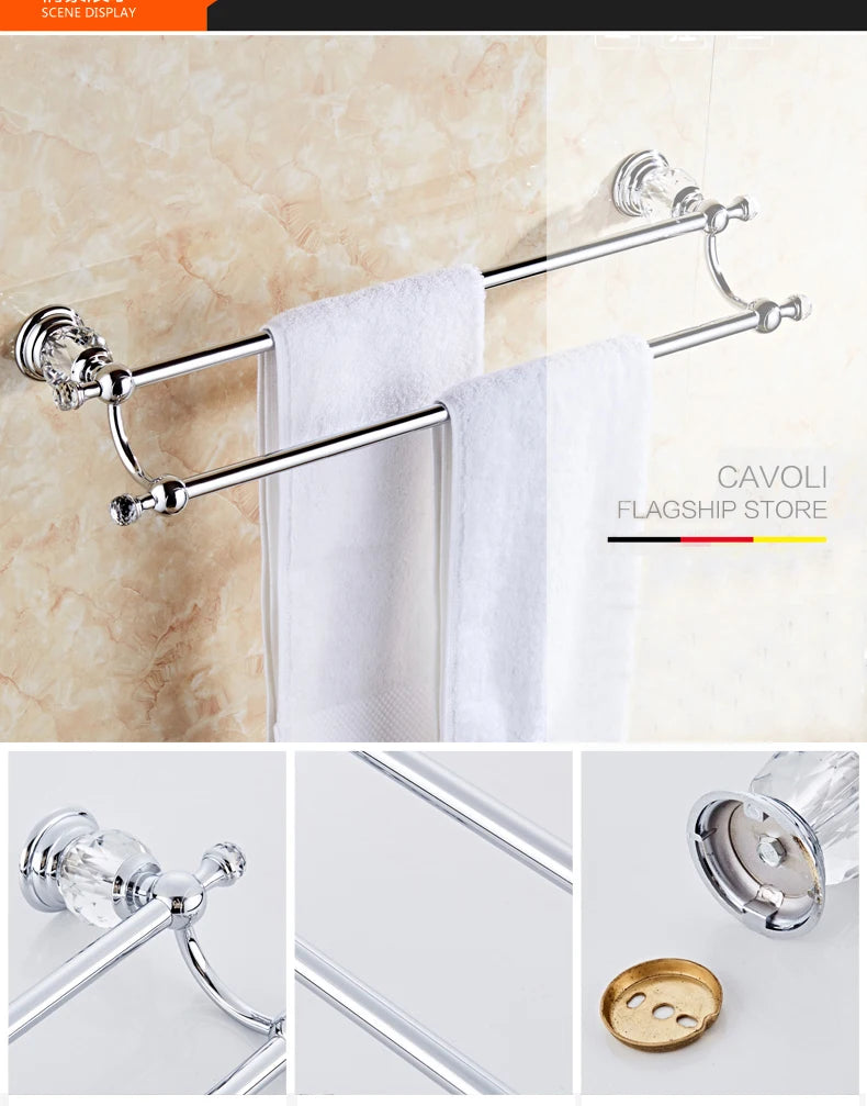 Luxury Crystal Silver Bathroom Chrome Polished Brass Bath