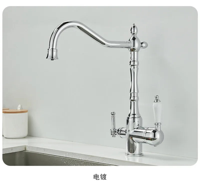 Antique Waterfilter Tap Faucet Gold Mixer Drinking Purify