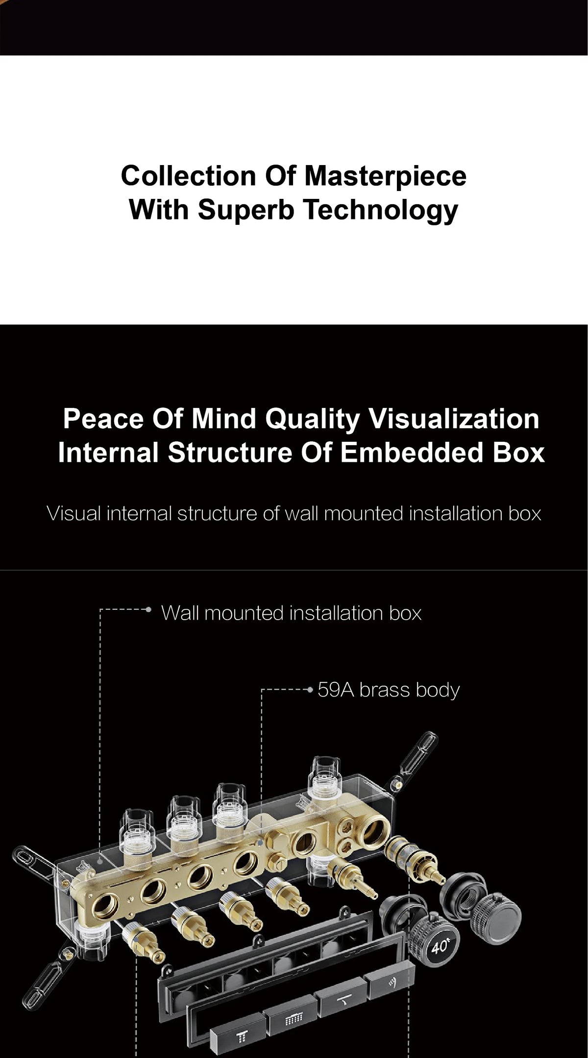 Luxury Gun Grey Brass Thermostatic Shower System Ceiling-Embedded