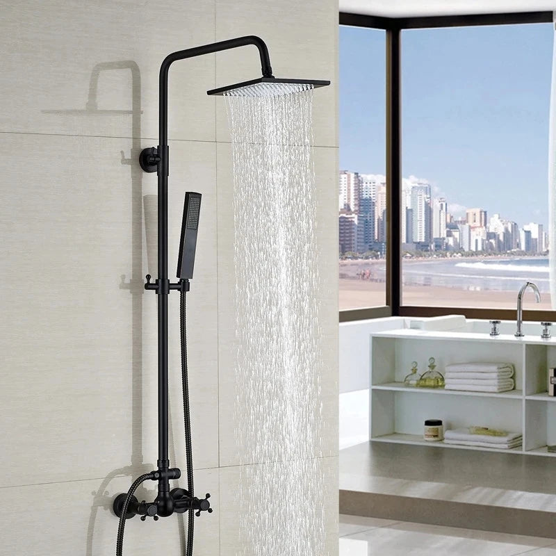 Kemaidi Bathroom Black Shower Wall Mounted Rainfall Shower