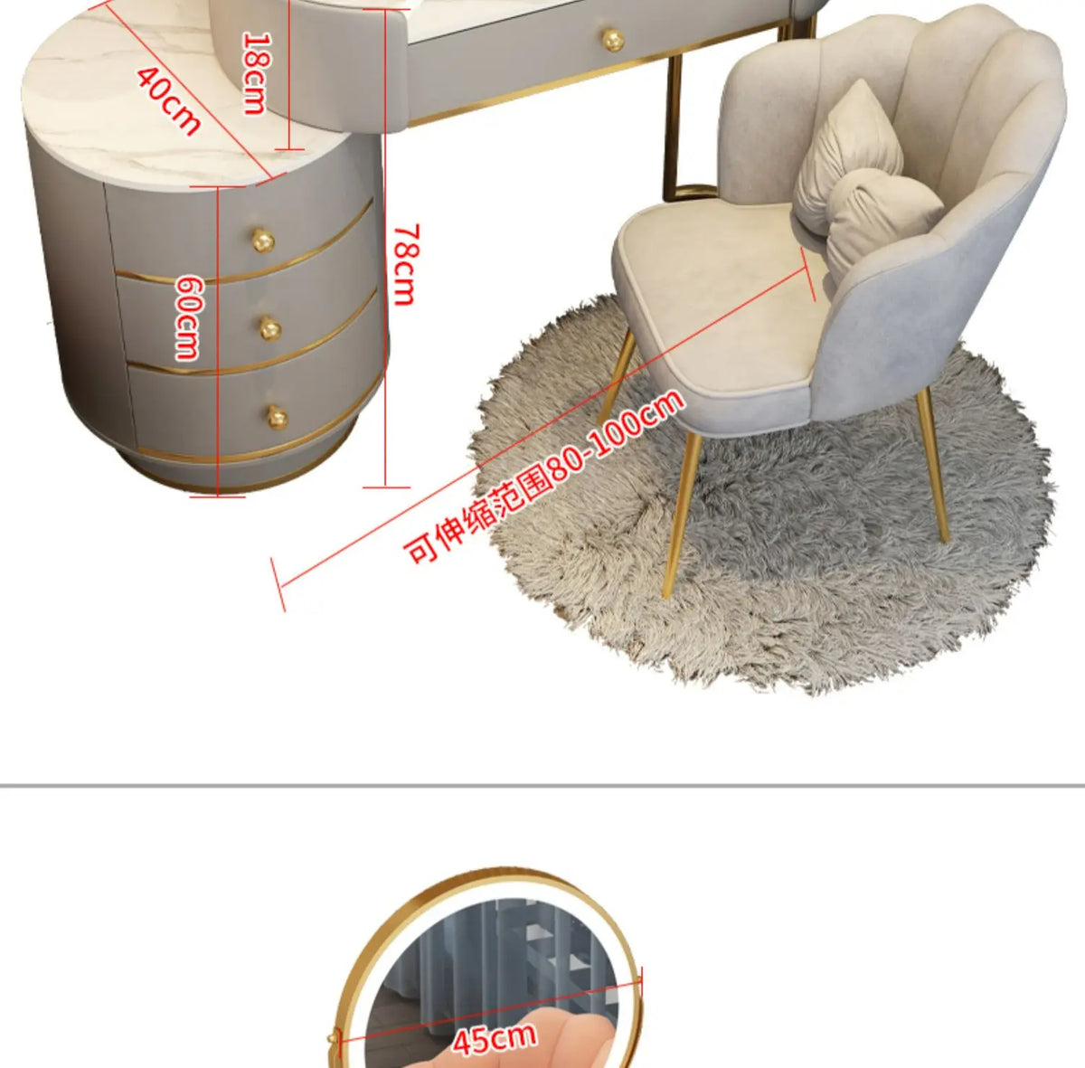 Pink White Vanity Table Women Luxury Nail European