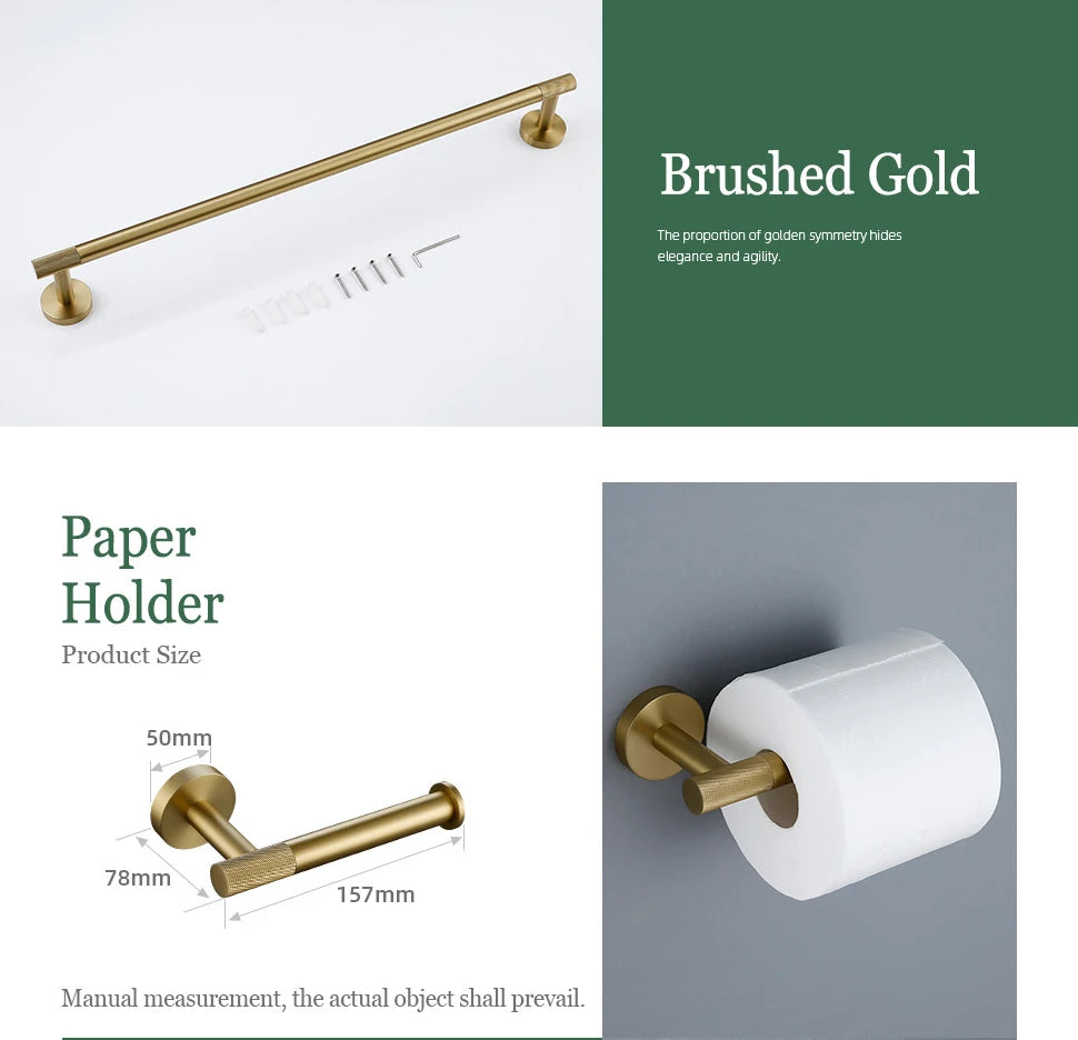 Gold Bathroom Towel Bar Bath Robe Hook Brass