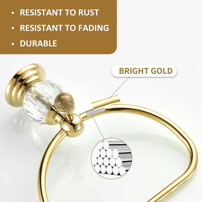 Luxury Crystal Gold Bathroom Hardware Wall Mounted Retractable
