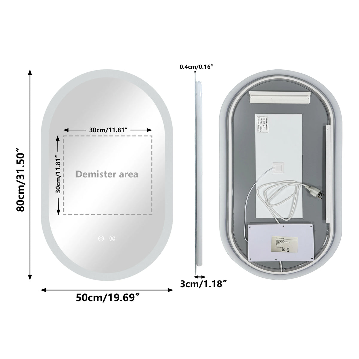 Led Bathroom Mirror Smart Anti-Fog Dimmable Led Lighted