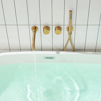 Luxury Brass Brushed Gold Wall Mounted Bathroom Faucet