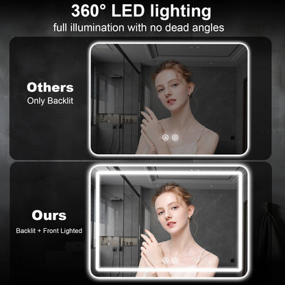 Led Bathroom Mirror Wall Mounted Fogless Makeup Mirror