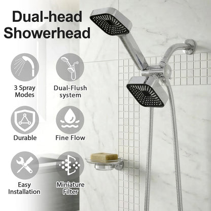 High-Flow 2-In-1 Wall-Mounted Handheld Shower Head Rain Shower