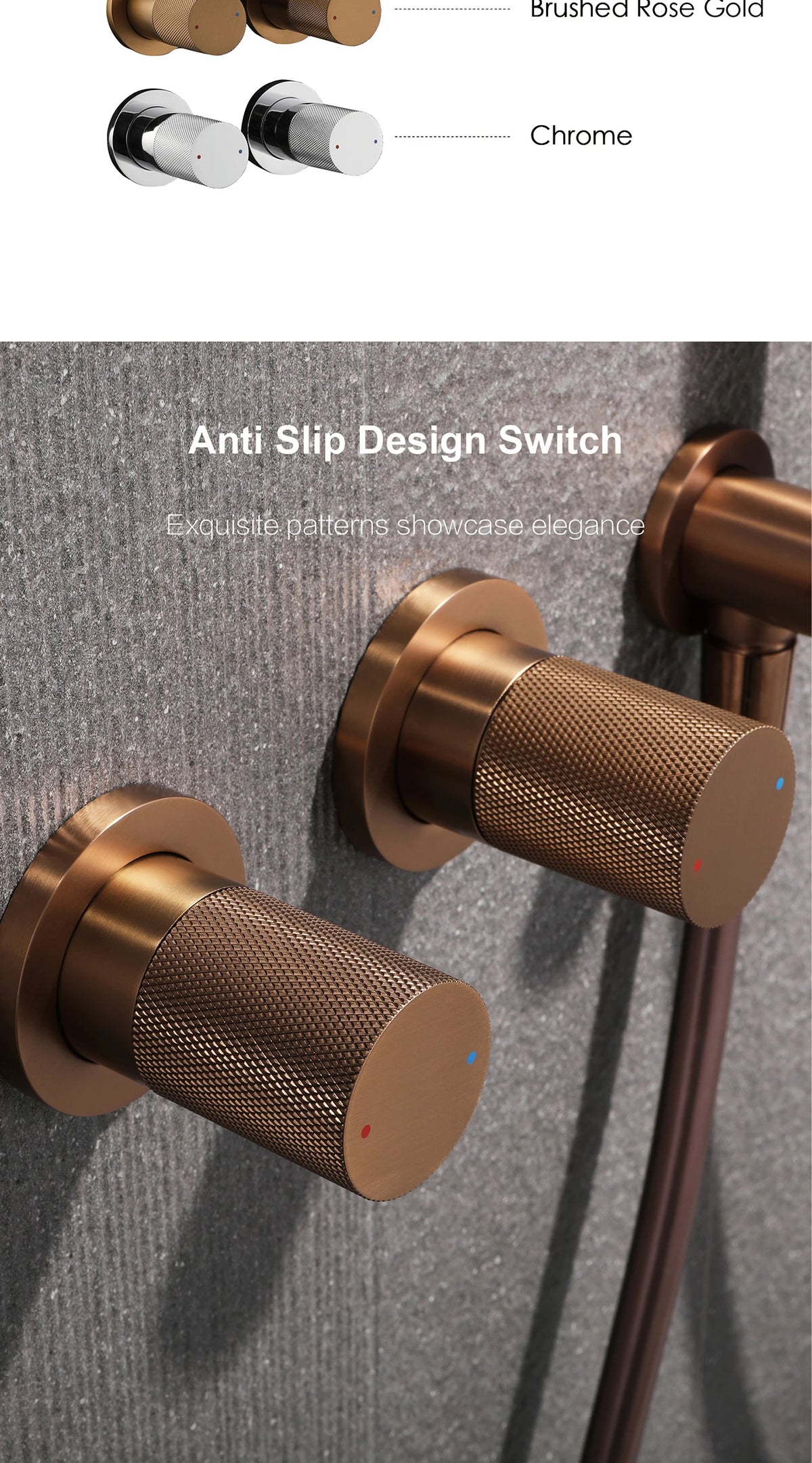 Luxury Bathroom Brass Gun Grey Wall-Mounted Shower System