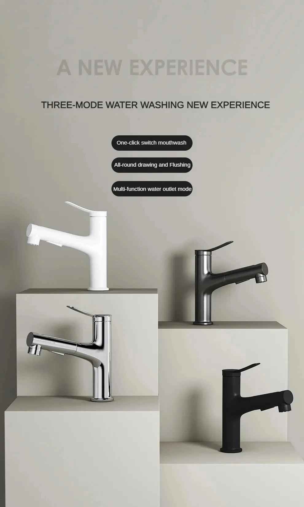 Pull-Out Bathroom Faucet Cold Water Outlet Bathroom Sink