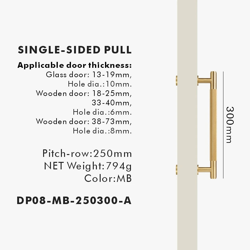 Nurlin Brass Door Double Sided Knurled Pull Bar