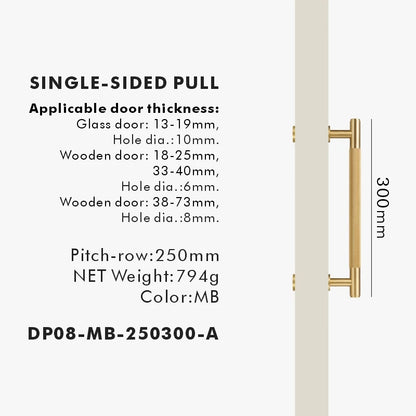 Nurlin Brass Door Double Sided Knurled Pull Bar