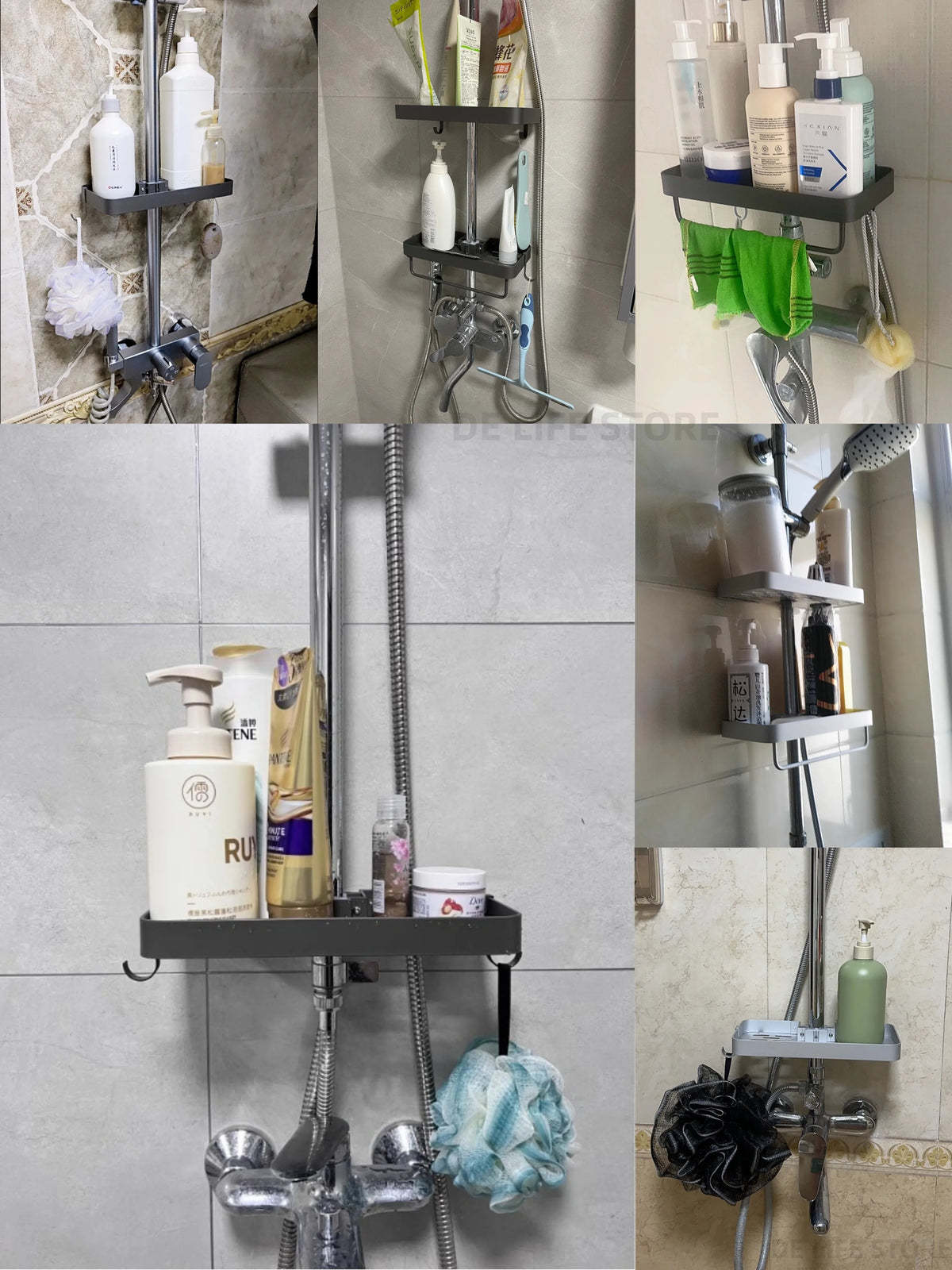 1/2pcs Punch-Free Shower Caddy Towel Rod Bathroom Shelf