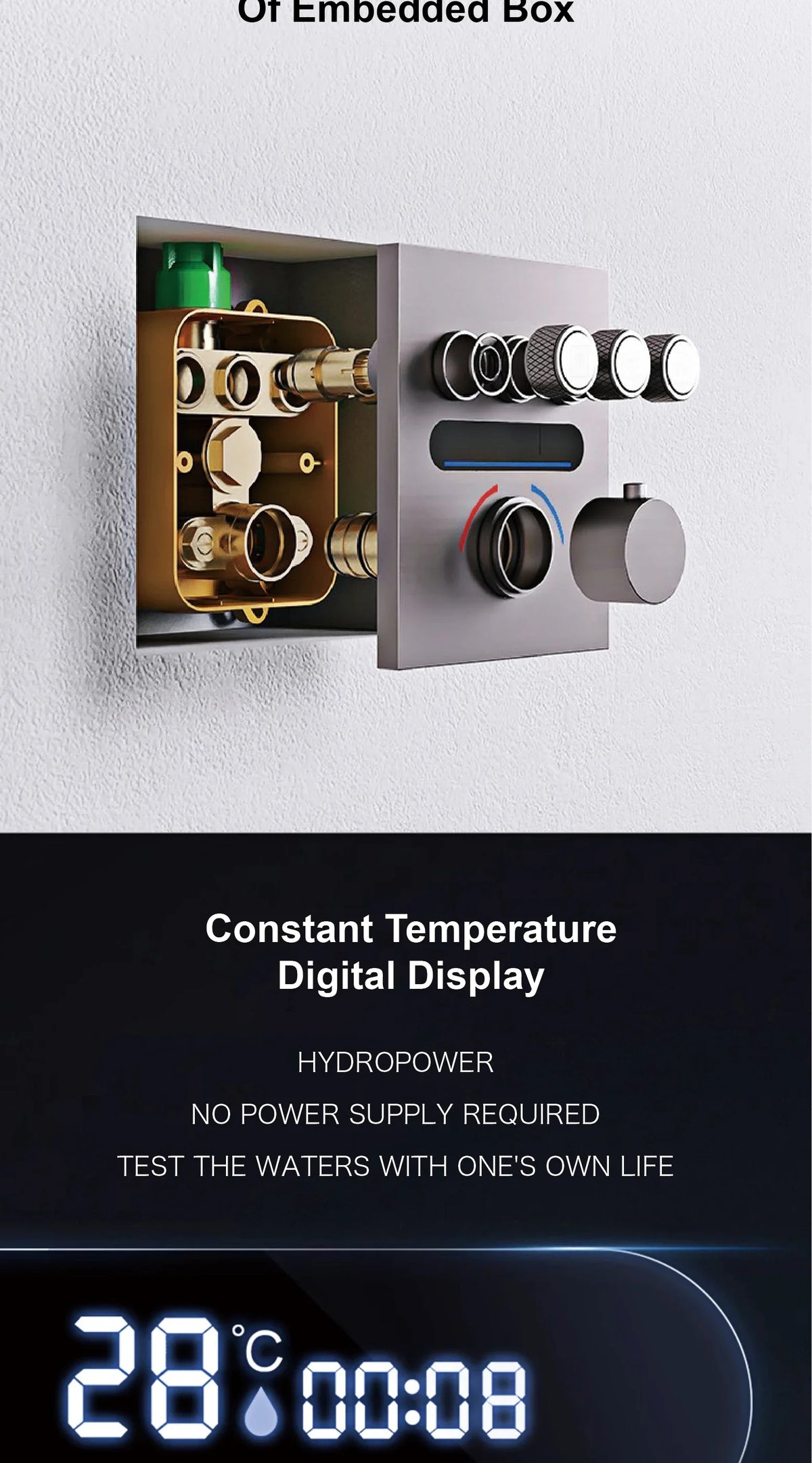 Luxury Brass Brushed Gold Led Digital Display Constant