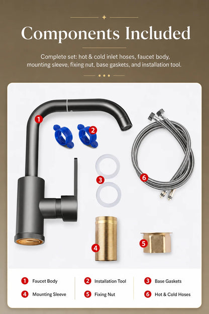 Brass Basin Faucet Gunmetal Gray Bathroom Faucet Cold