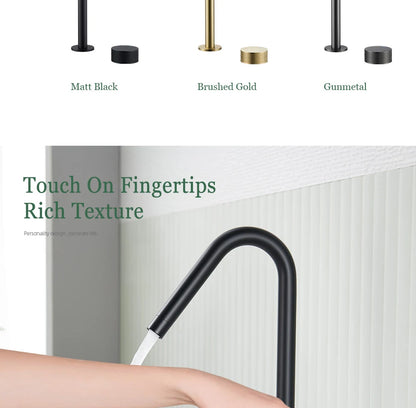 Matte Black Basin Faucet Knurled Knob Sink Tap