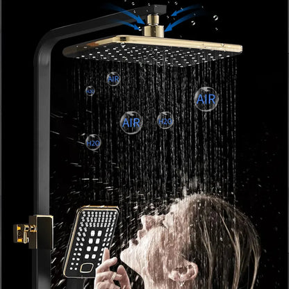Luxury Thermostatic Bathroom Shower System White Gold Brass