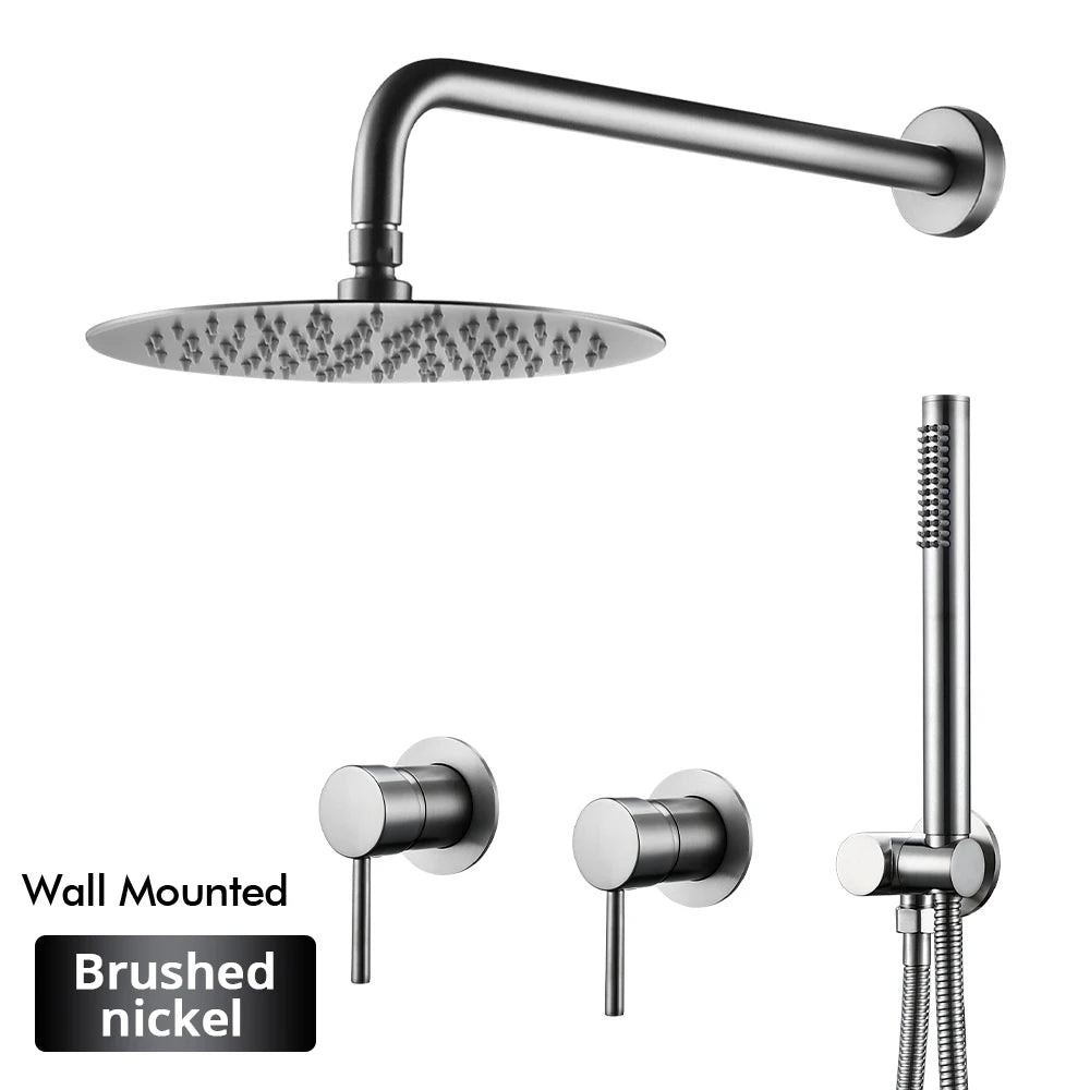 Rainfall Shower Rose Gold Wall Mounted Bathroom Shower