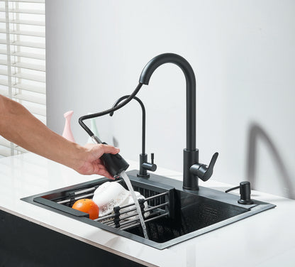 304 Stainless Steel Black/Brushed Nickel Sink Waterfall Faucet