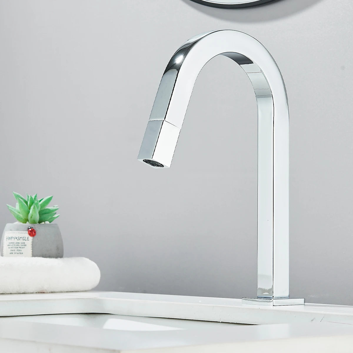 Fmhjfisd Basin Sink Faucet Black/Chrome Deck Mount Cold