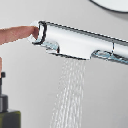 Bathroom Sink Faucet Lift Up Down Stream Sprayer