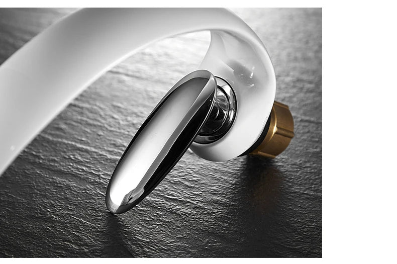 Creative Bathroom Sink Faucet Tap White Brass Wash