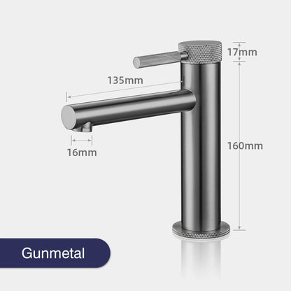 Solid Brass Gold Basin Faucet Hole Handle Cold