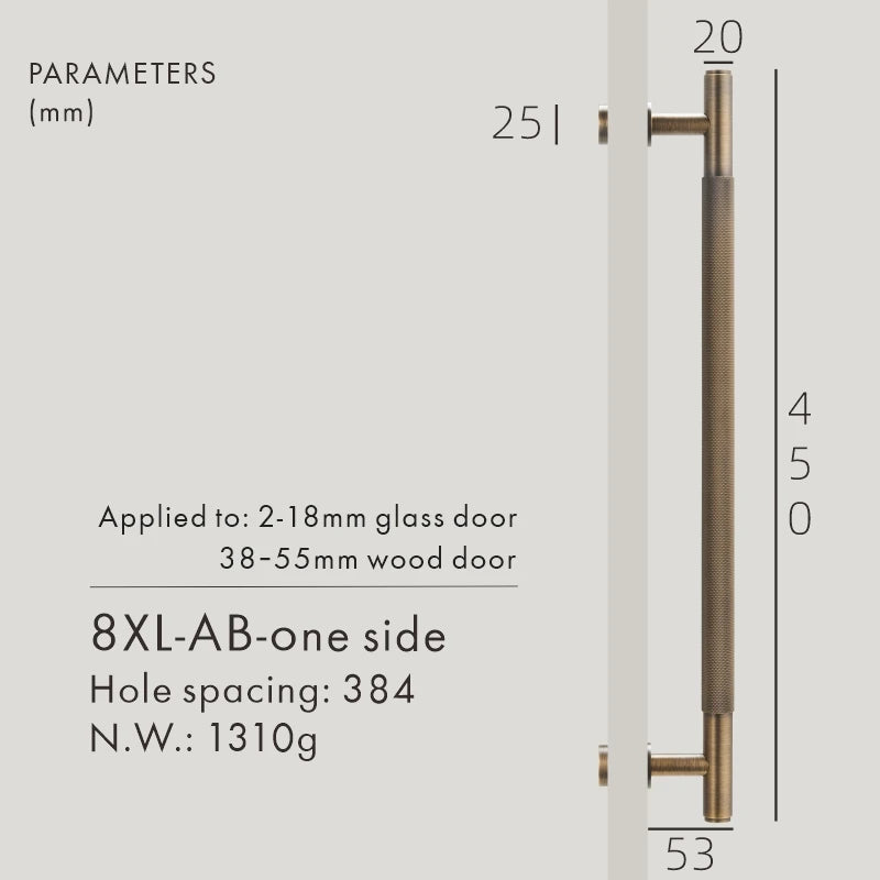 Dooroom Antique Brass Door Double Sided Knurled Pull