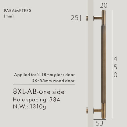 Dooroom Antique Brass Door Double Sided Knurled Pull